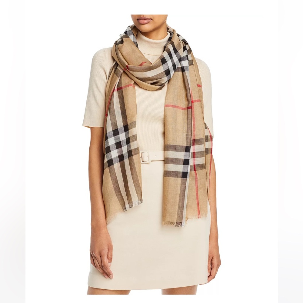 Burberry Light Weight Wide Check Scarf